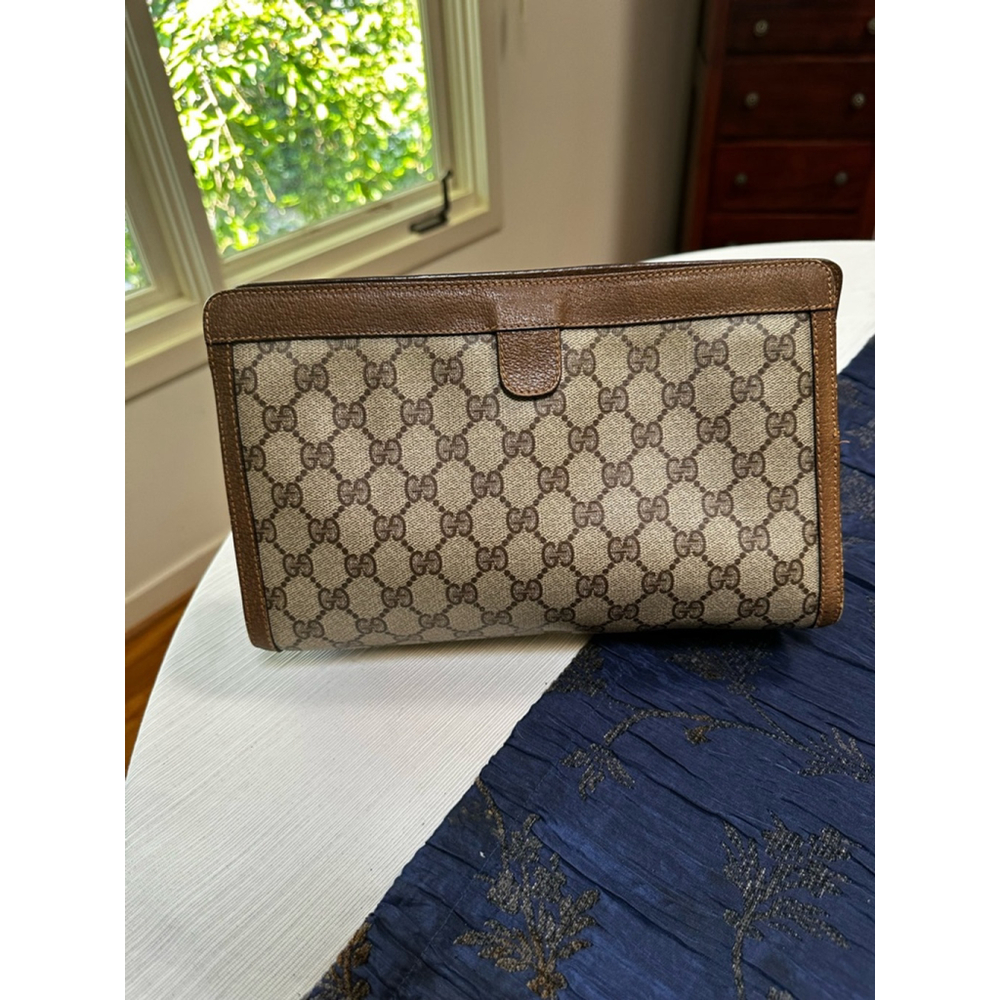 Gucci Beige Brown Coated Canvas Medium Clutch - Picture 2 of 14